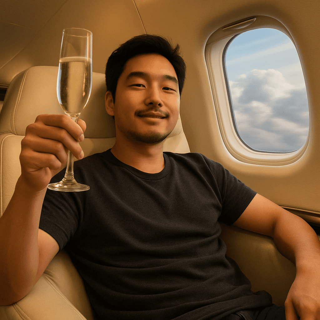 Champagne on a Private Jet